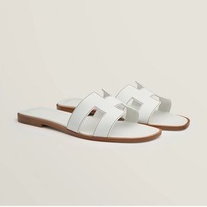 Hermes Oran White Sandals Size 39